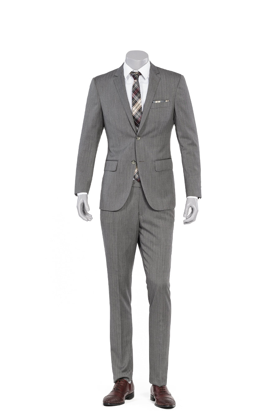 灰色人字纹套西