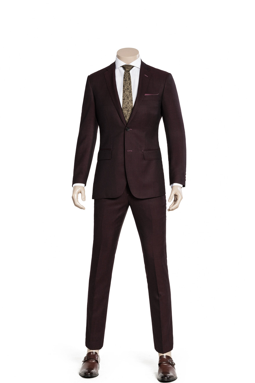 枣红色时尚套西