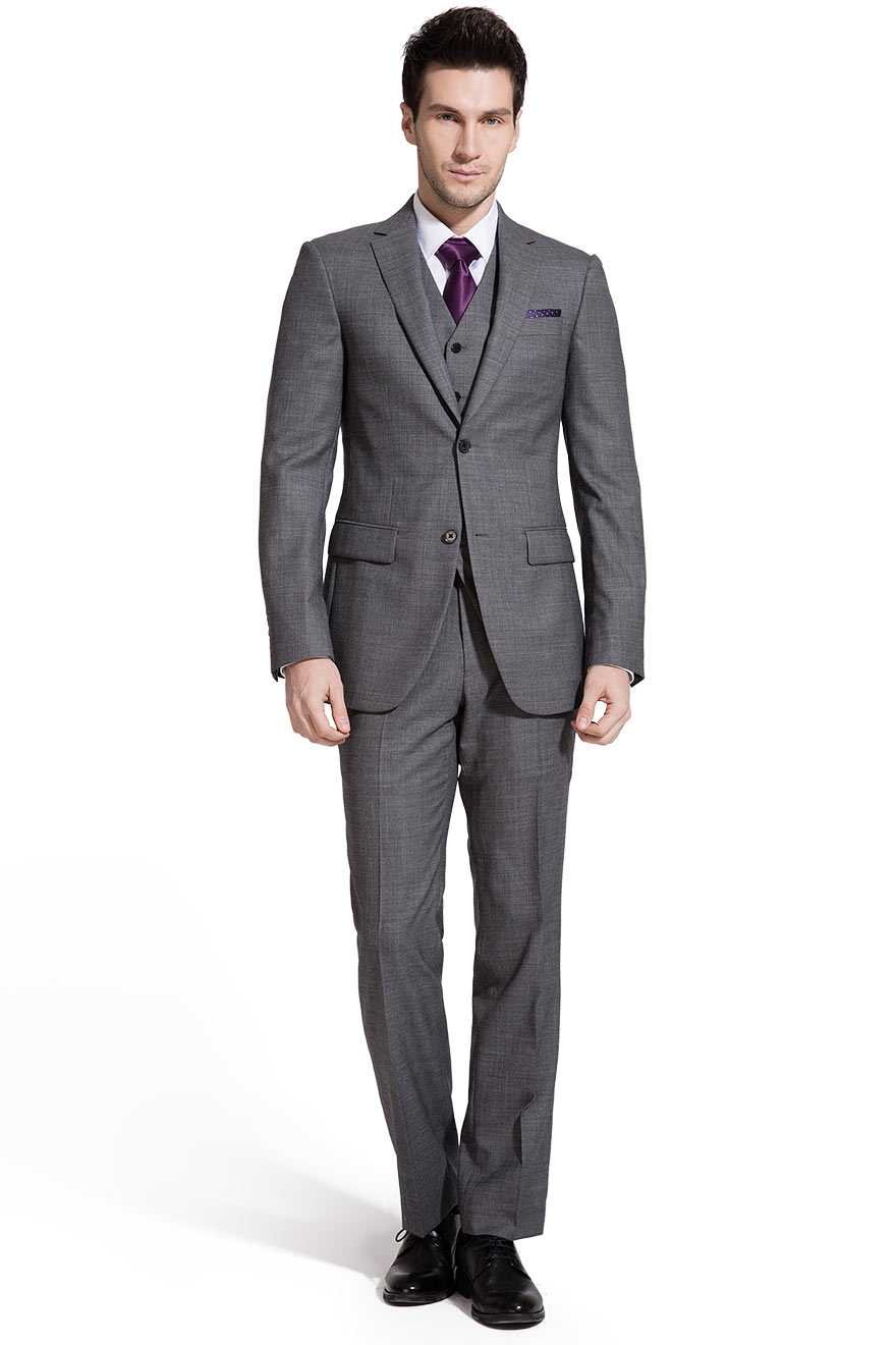 商务款Windsor浅灰色西服三件套