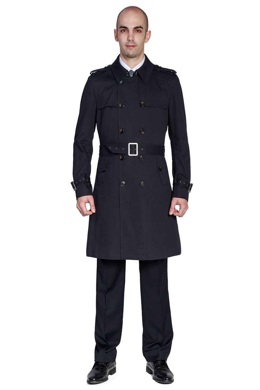 深藏青色军旅风衣