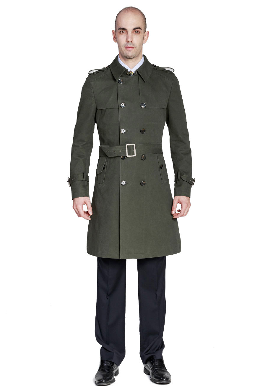 军绿色军旅风衣