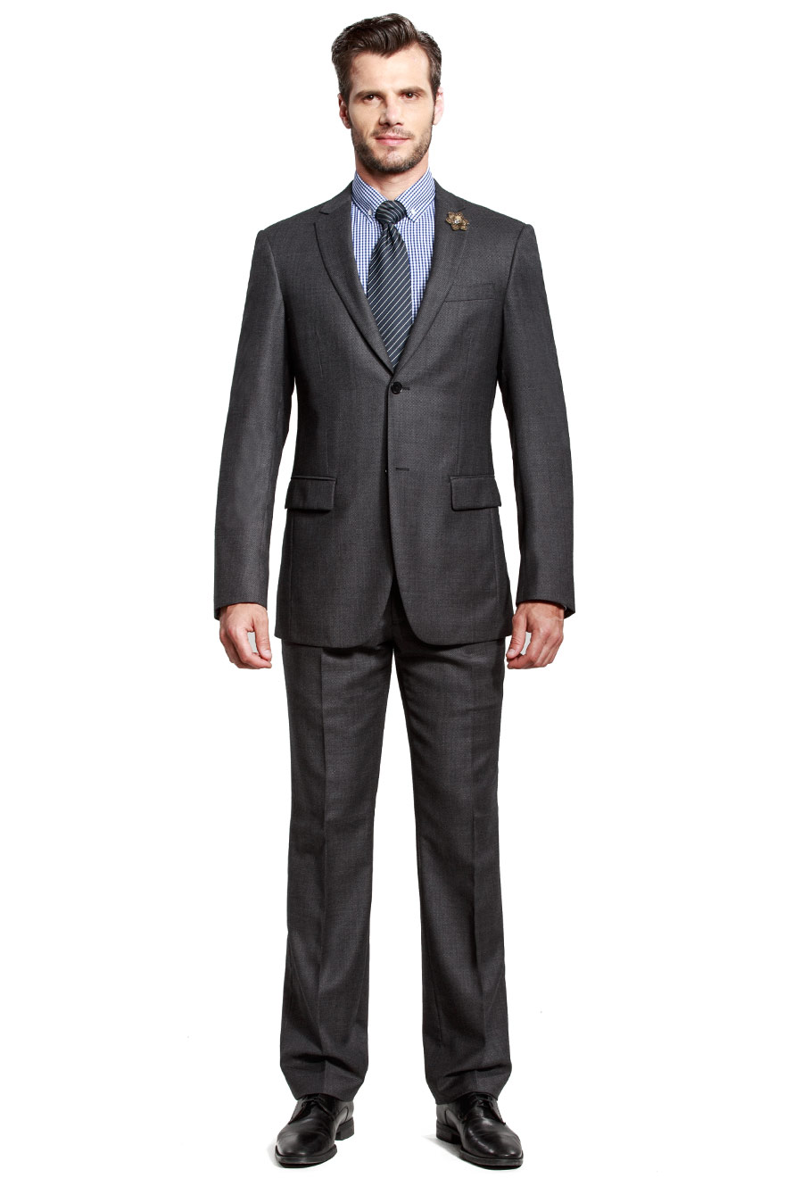 商务款Oxford净色灰两件套西服