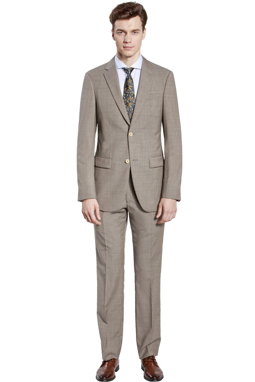商务款卡其色千鸟格两件套西服