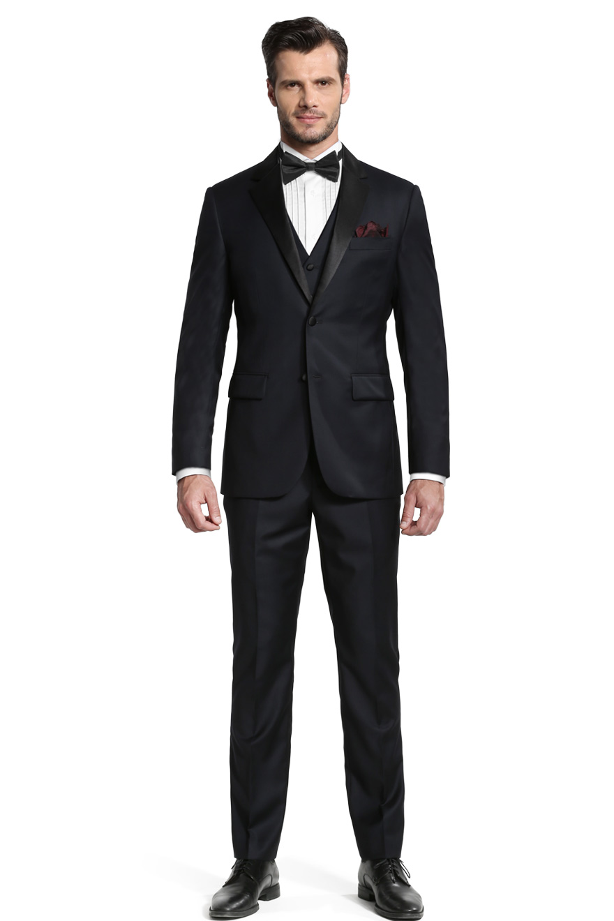 黑色平驳领礼服三件套