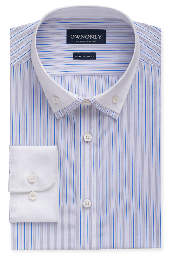 蓝灰条纹商务衬衫