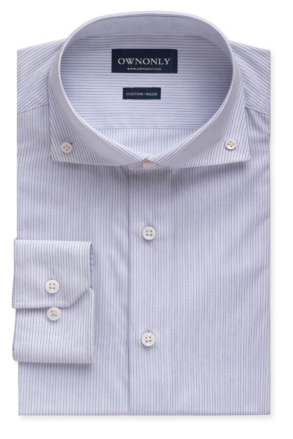 经典白底紫色细条纹衬衫