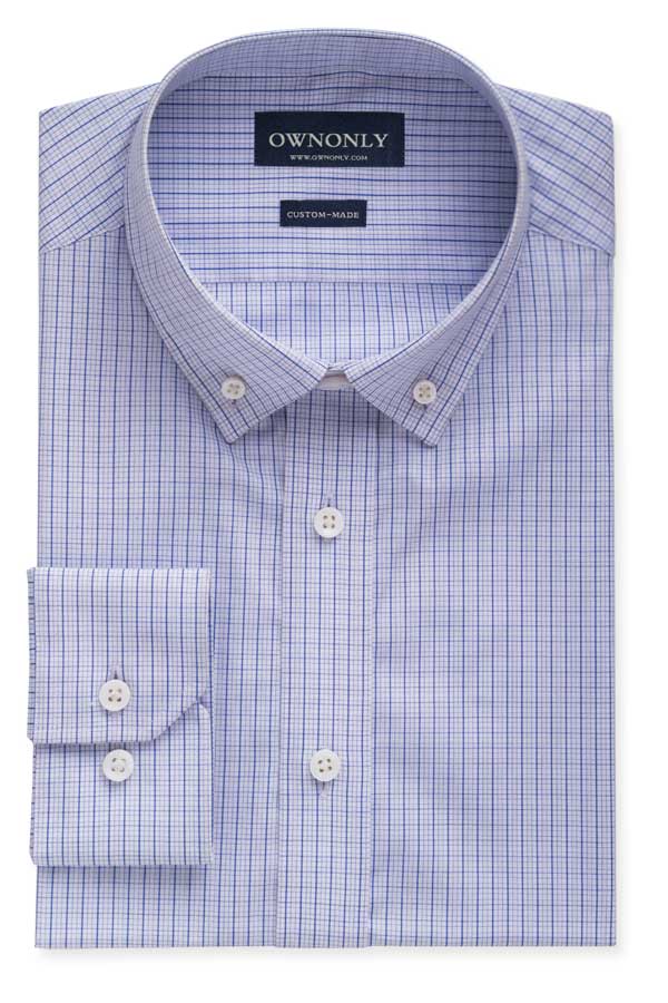 蓝色格纹商务衬衫
