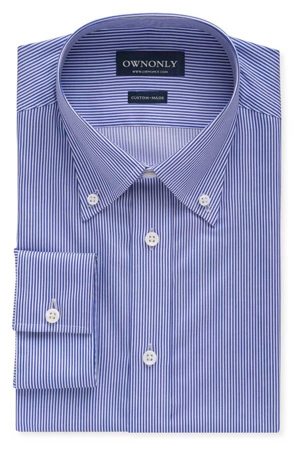 商务款蓝底白色条纹衬衫