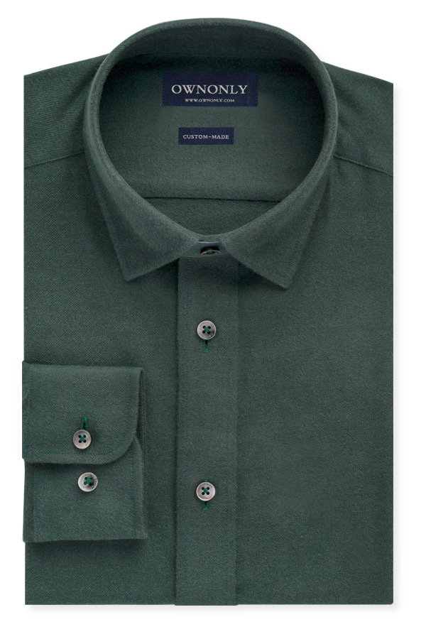 净色商务磨毛绿色衬衫