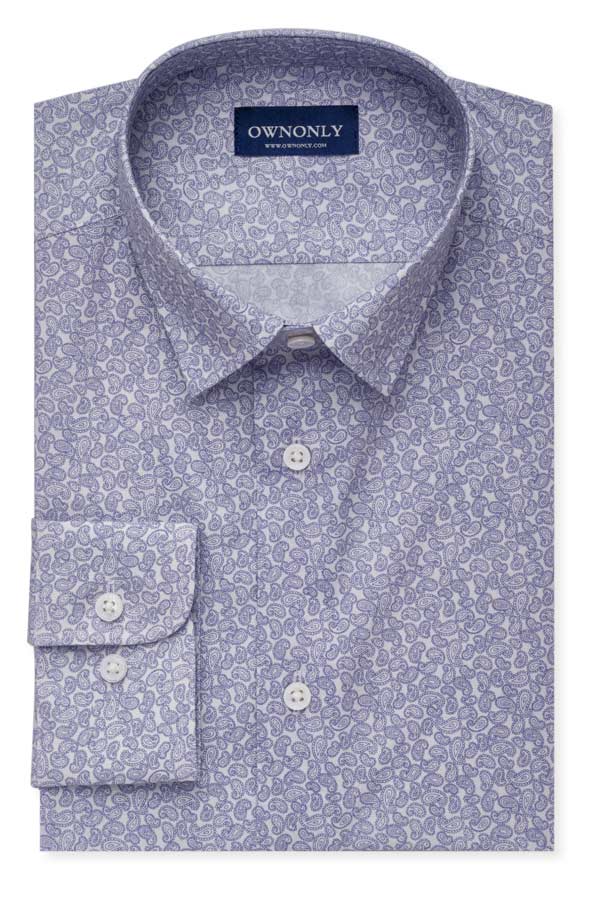 蓝色腰果印花衬衫