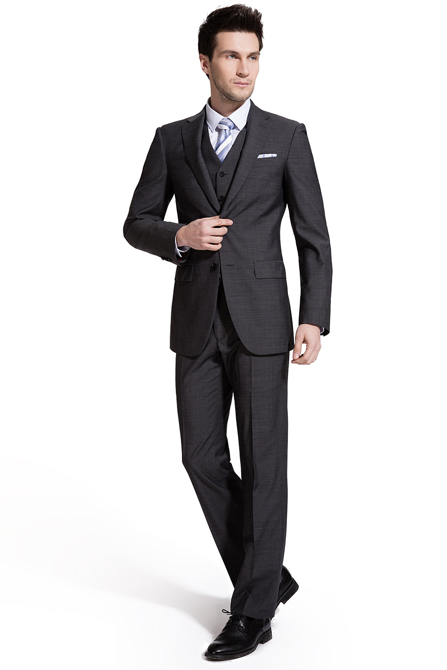 商务款温莎系列净色灰两件套西服