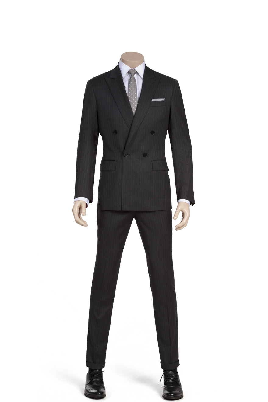 灰色条纹商务两件套