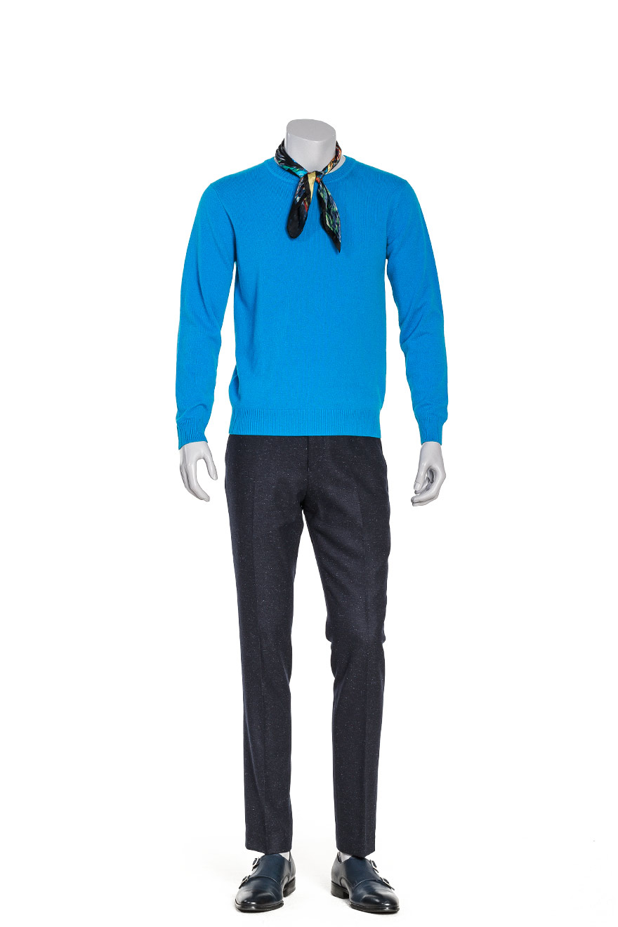 藏蓝色芝麻点西裤