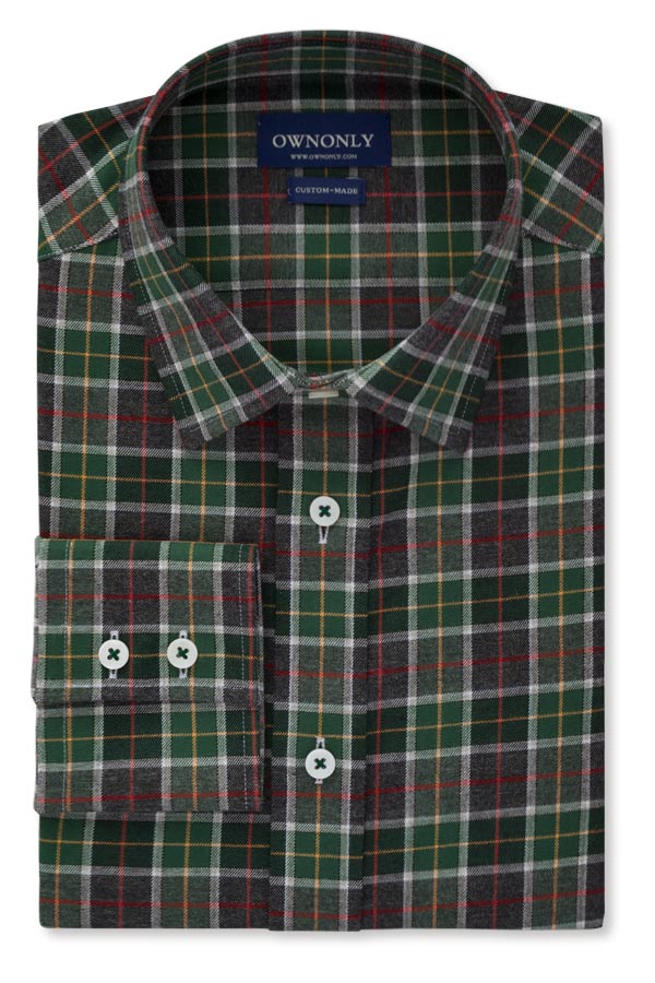 深绿色的格子时尚衬衫