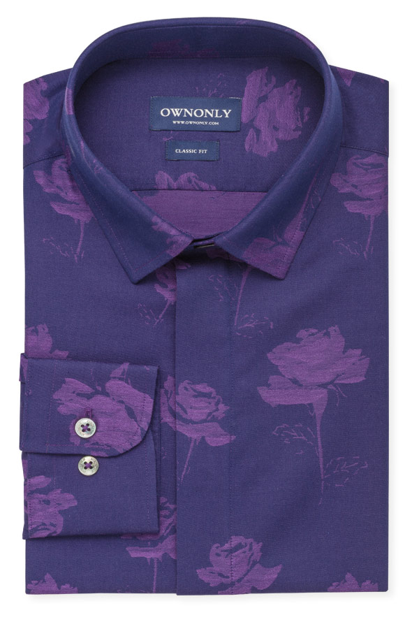 暗紫色提花衬衫