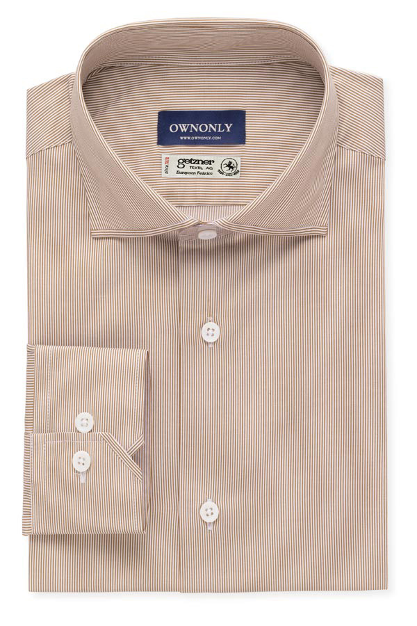 白底咖色条纹衬衫