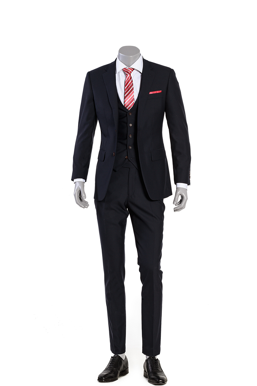 藏青色西装三件套
