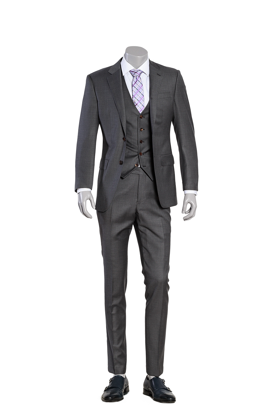 灰色西服三件套