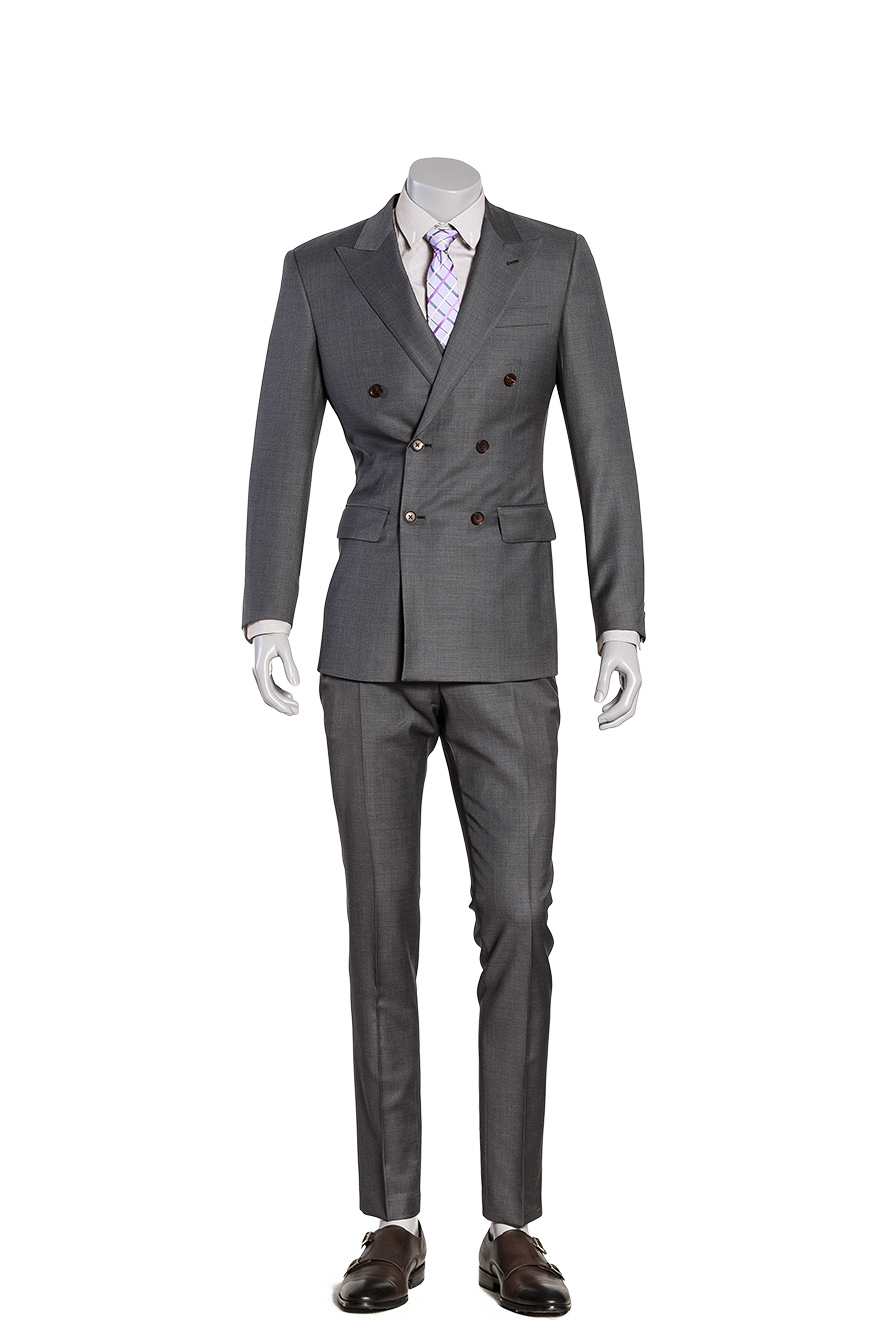 灰色双排扣套西