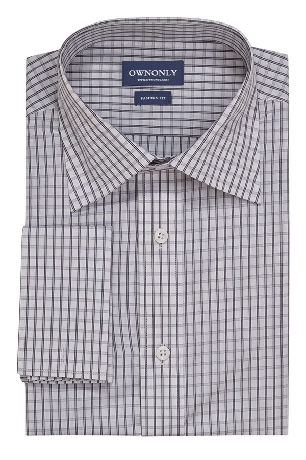 灰白小格纹衬衫