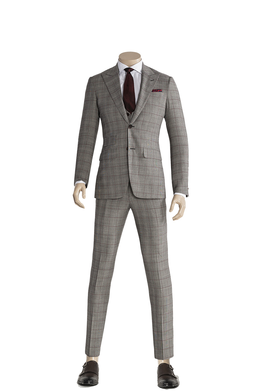 灰色格纹三件套