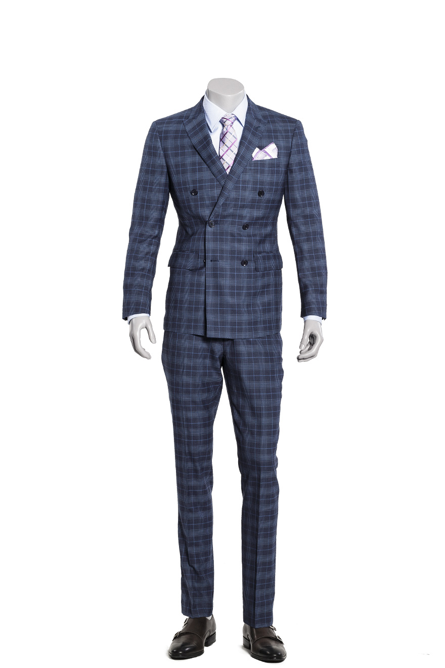 蓝格两件套西装