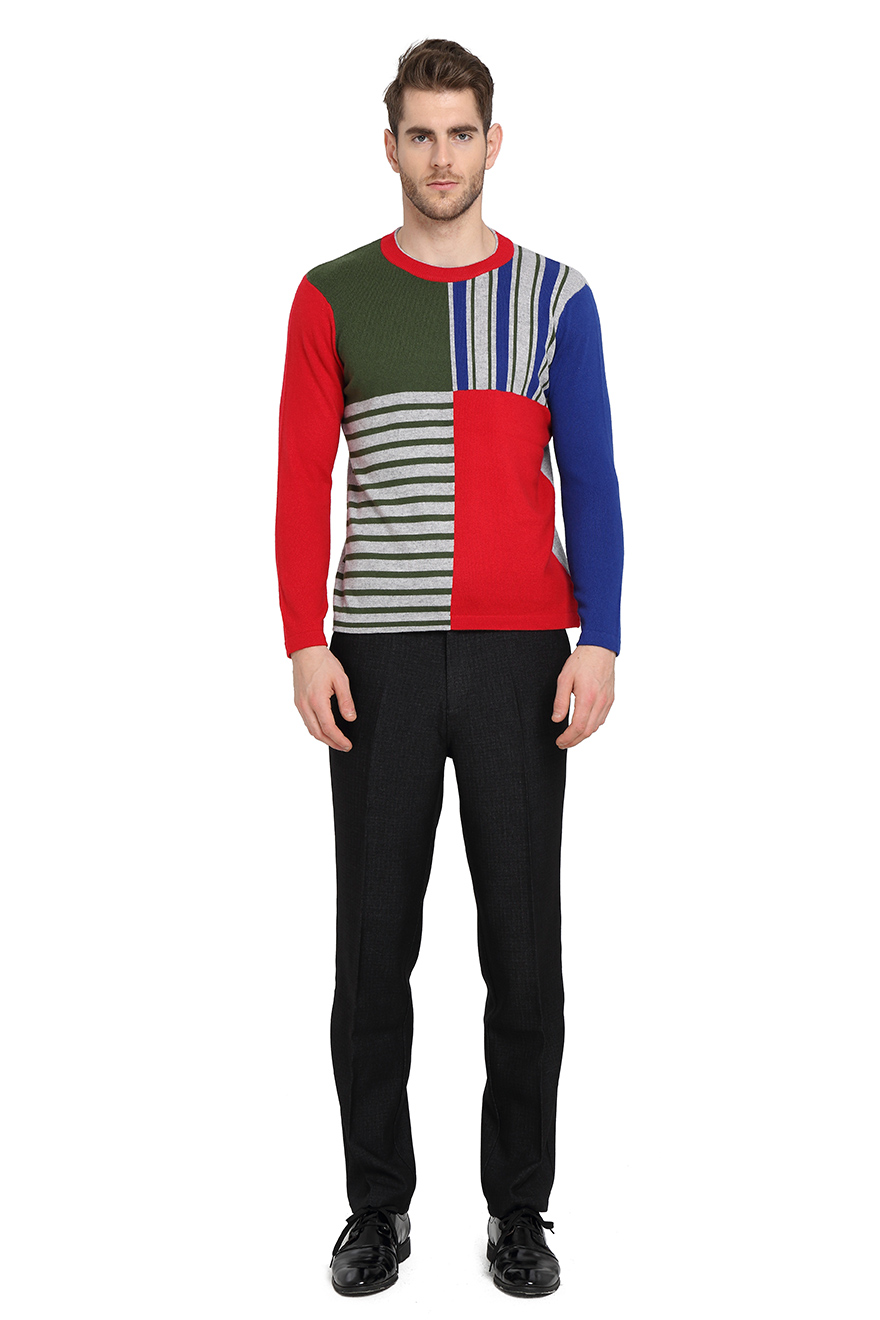 不规则拼接羊绒衫