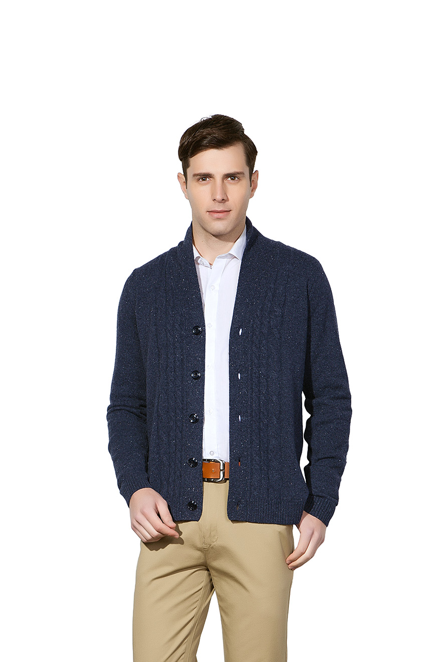 宝蓝色羊绒开衫