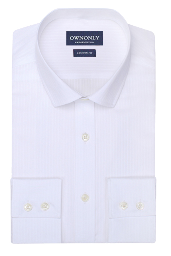 暗条纹免烫白衬衫