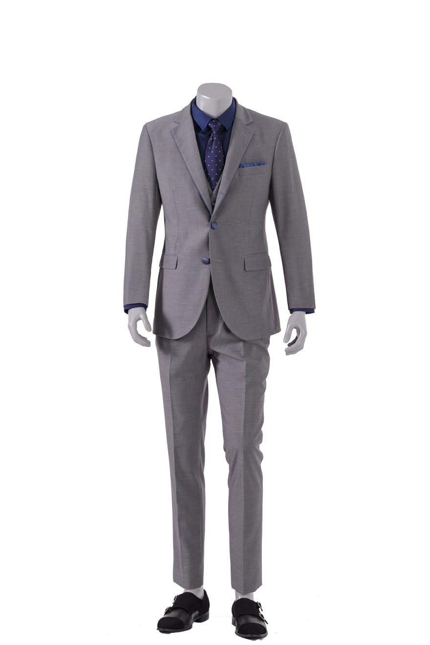 灰色镶边三件套